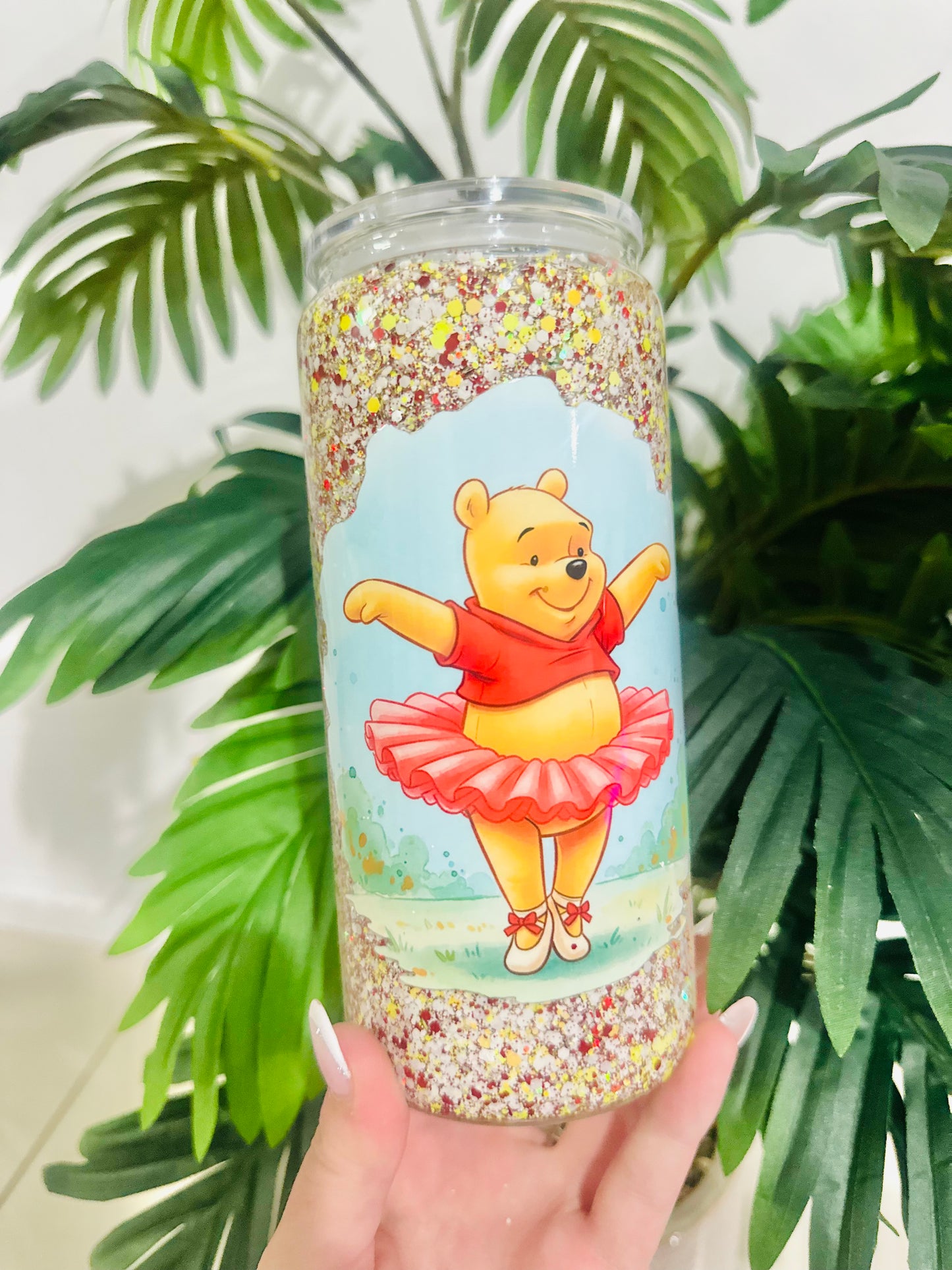 Glass Handled Pre-Made Snowglobe Tumbler