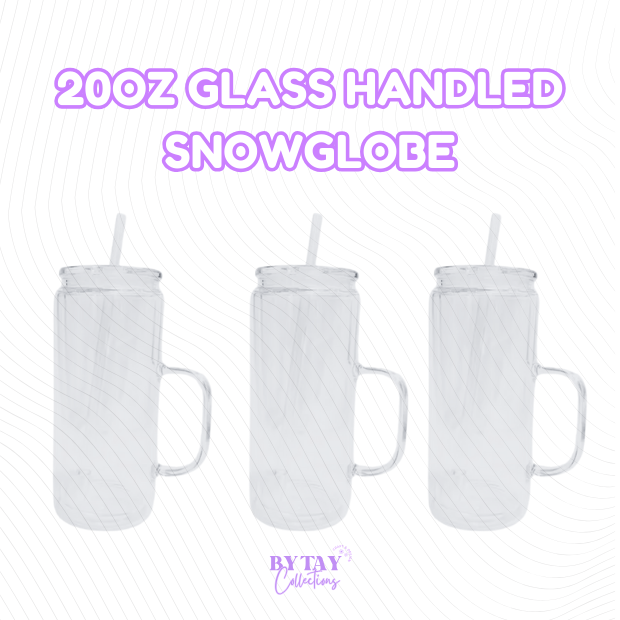20oz Glass Handled Snowglobe Tumbler