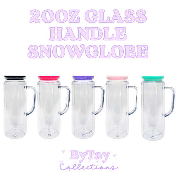 20oz Glass Handled Snowglobe Tumbler
