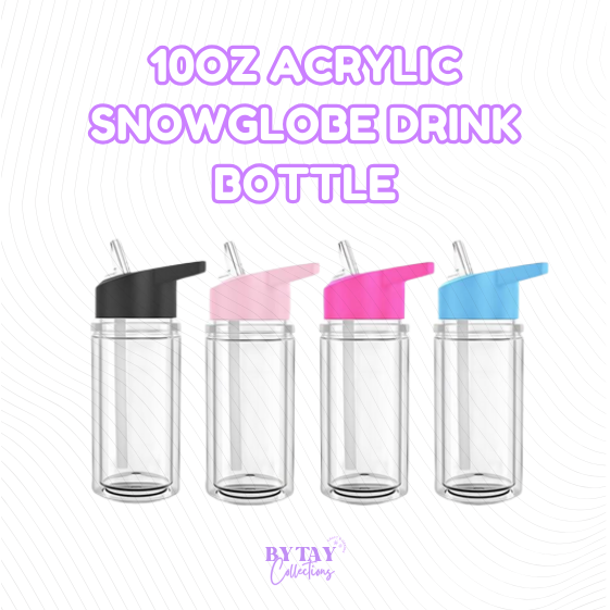 10oz Tall Acrylic Snowglobe Drink Bottle