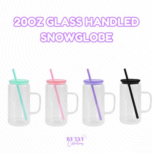 20oz Glass Handled Snowglobe Tumbler