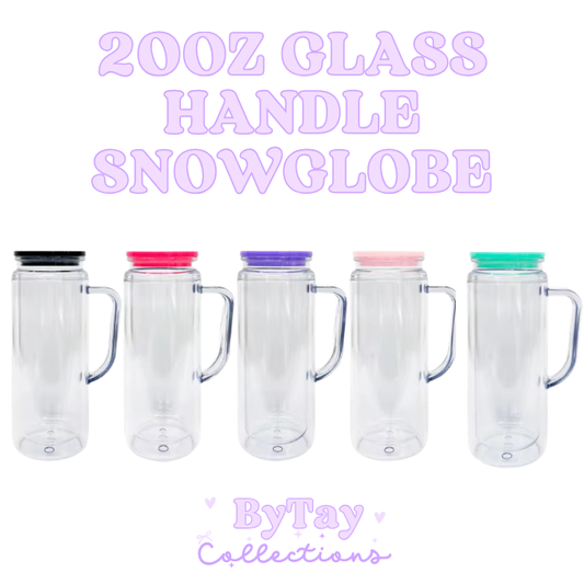 20oz Glass Handled Snowglobe Tumbler