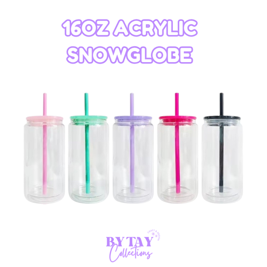 16oz Coloured Lid Acrylic Snowglobe
