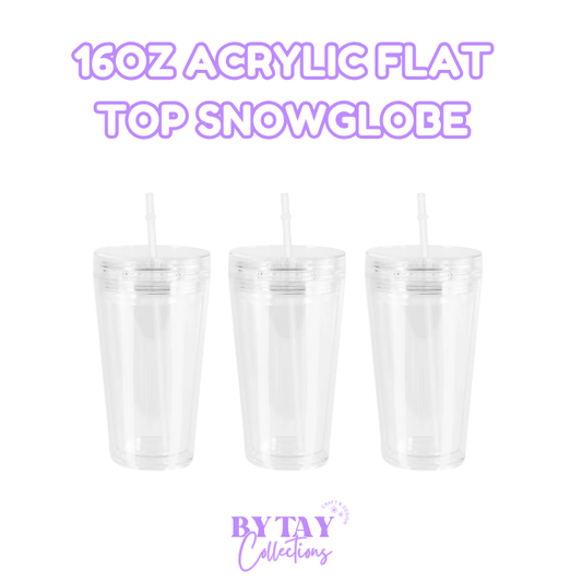 16oz Acrylic Flat Top Snowglobe